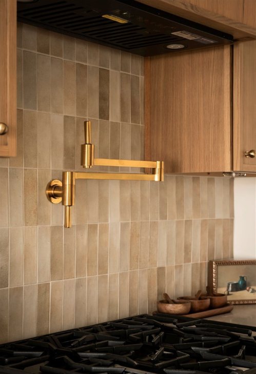 Crossdale brass pot filler and tile