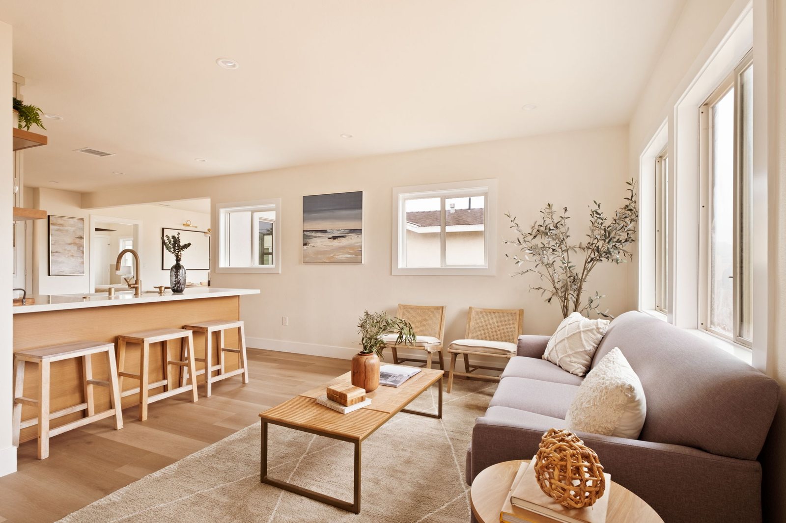Gale Avenue living room and kitchen